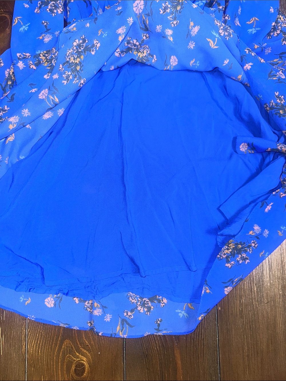 Free People Lilou Faux Wrap Blue Floral Dress - Picture 5 of 9